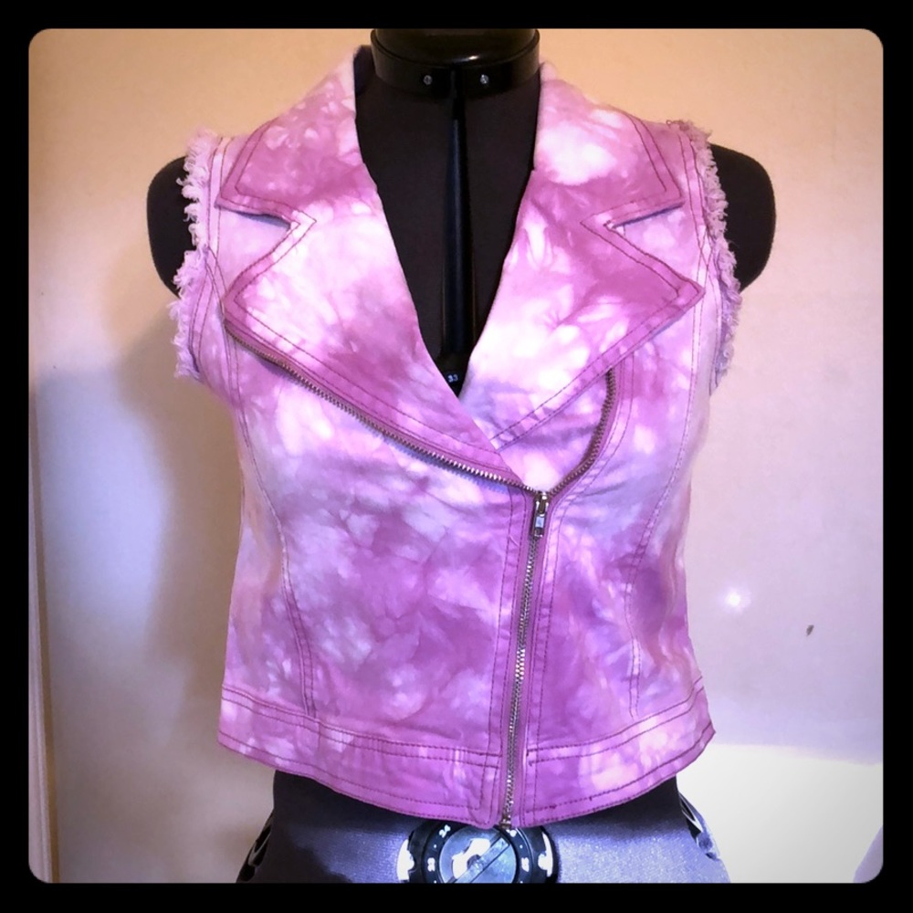 Tie-dye girl gang denim vest